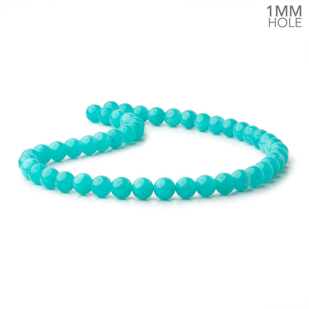 8mm Amazonite Plain Round Beads 15 inch 46 pieces 1mm hole - BeadsofCambay.com