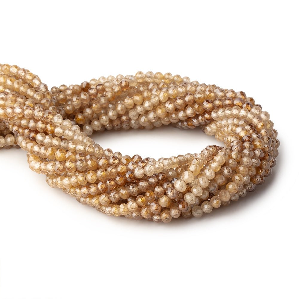 4.5mm Warm Brown Zircon Micro Faceted Rondelles 12 inch 80 Beads AA - Beadsofcambay.com