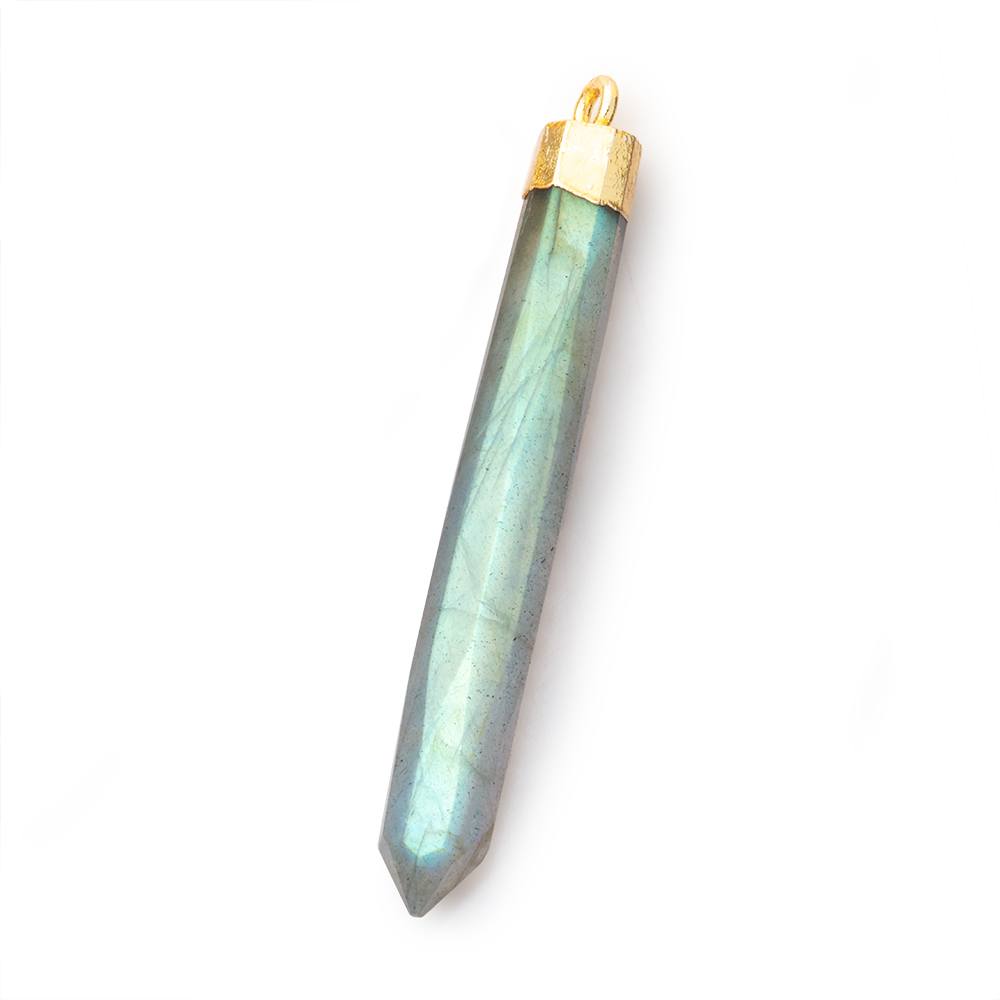 45x6mm Gold Leafed Labradorite Spike focal bead 1 piece - Beadsofcambay.com
