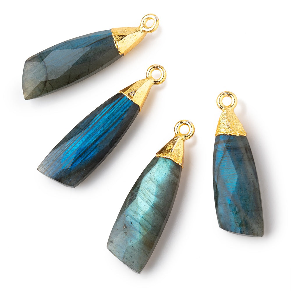 27x8mm Gold Leafed Labradorite Fancy Shape Pendant 1 piece - BeadsofCambay.com