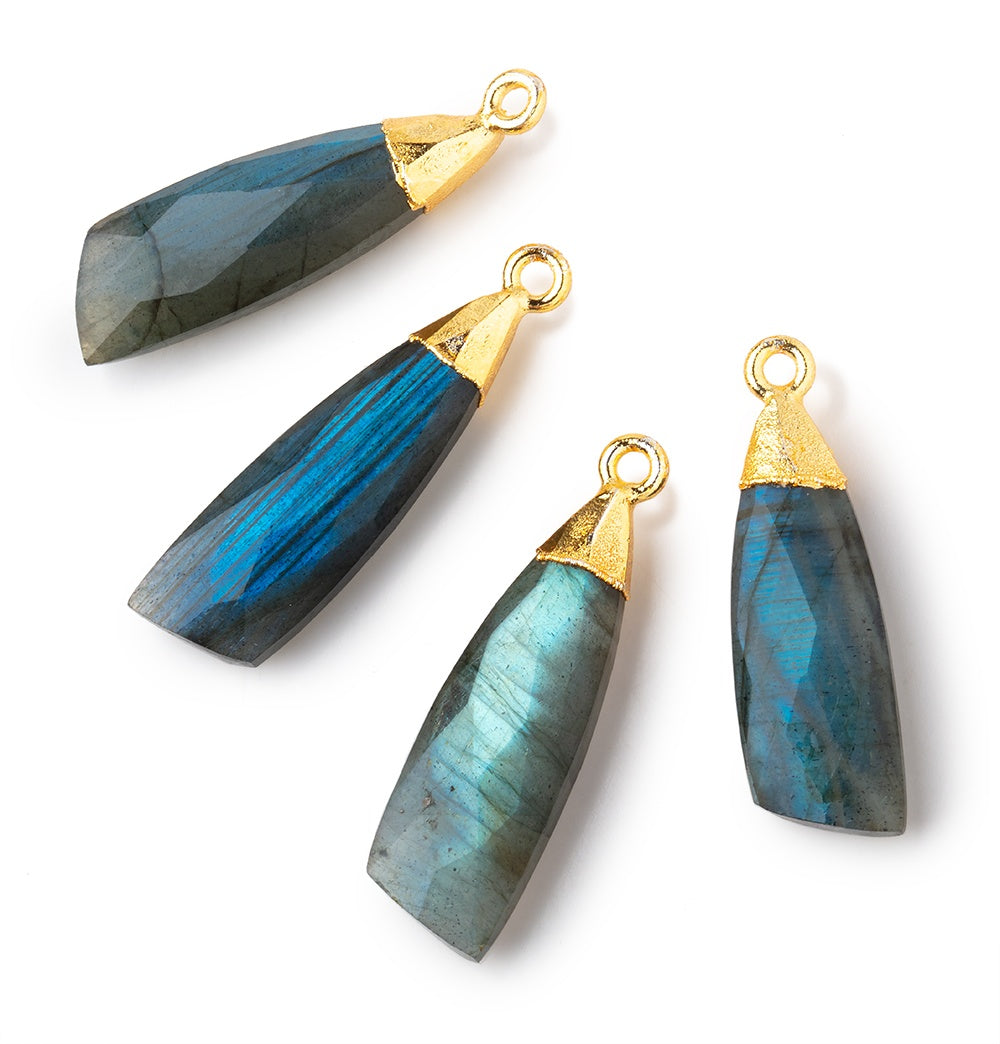 27x8mm Gold Leafed Labradorite Fancy Shape Pendant 1 piece - BeadsofCambay.com