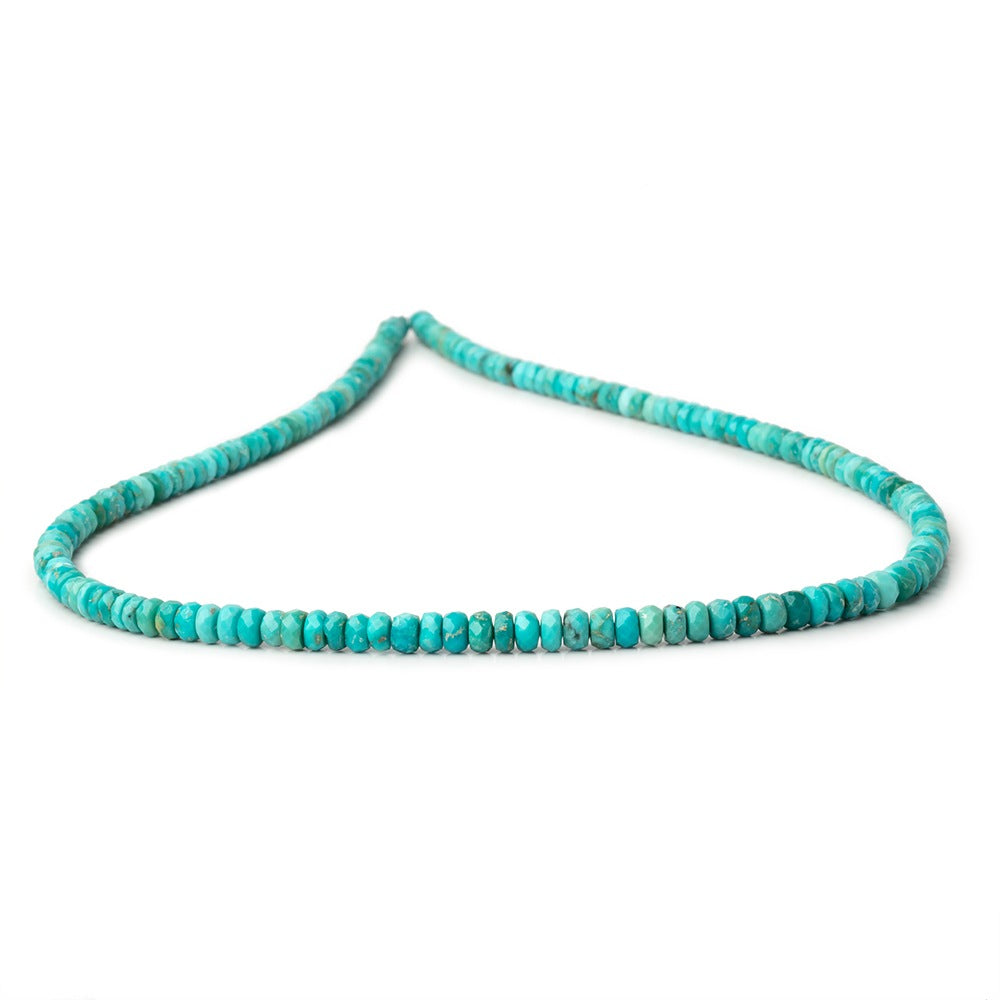 3.5-4.5mm Sleeping Beauty Turquoise Faceted Rondelle 16 inch 175 Beads - BeadsofCambay.com