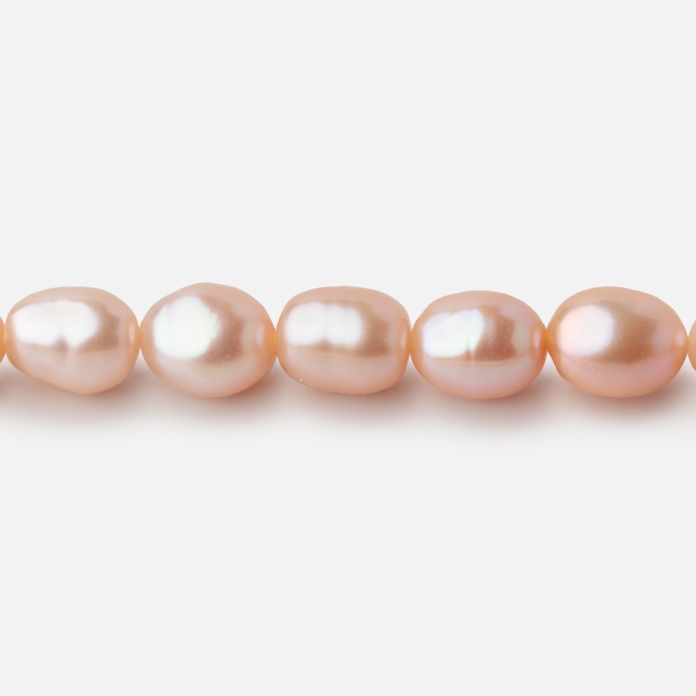 8-10mm Coral Pink Baroque Freshwater Pearls 15 inch 45 Beads - BeadsofCambay.com