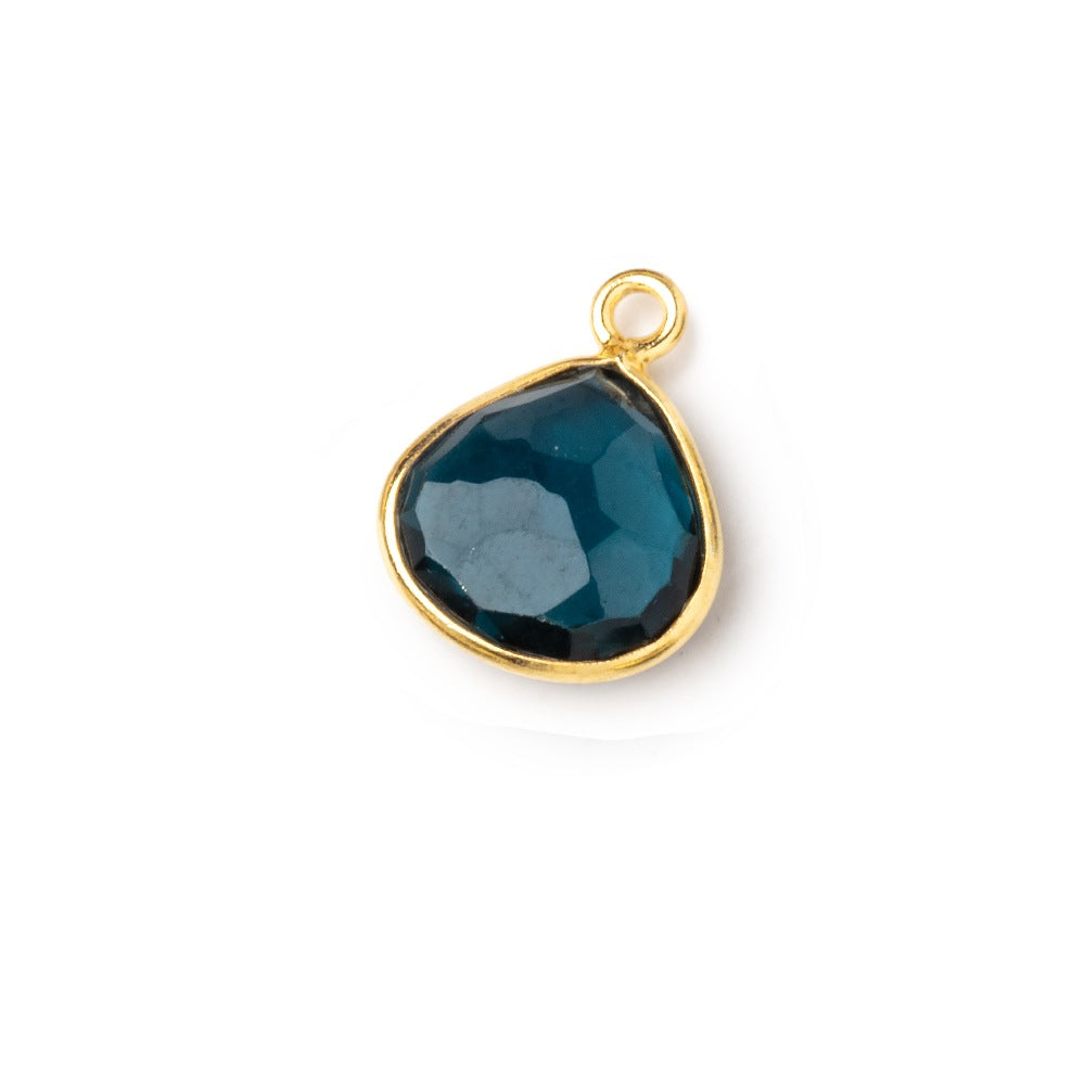 10.5-11.5mm Vermeil Bezel London Blue Topaz Faceted Heart Pendant 1 piece AAA - BeadsofCambay.com