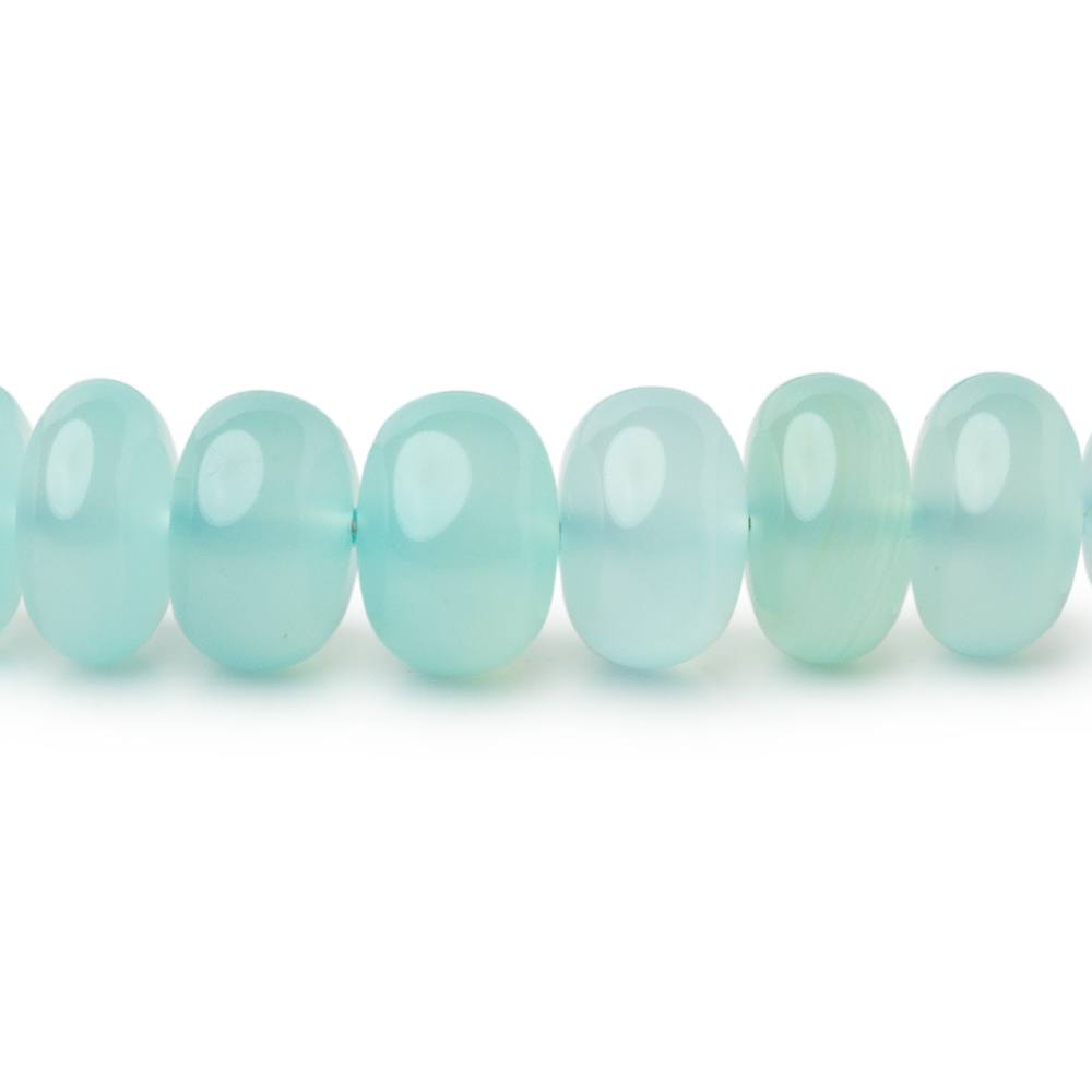 6-8mm Seafoam Blue Chalcedony Plain Rondelle Beads 16 inch 80 pieces - BeadsofCambay.com
