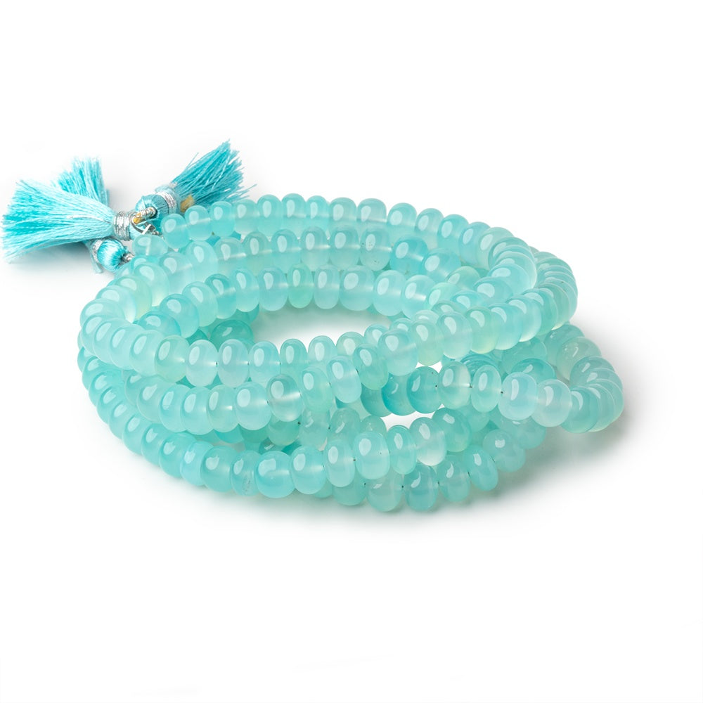 6-8mm Seafoam Blue Chalcedony Plain Rondelle Beads 16 inch 80 pieces - BeadsofCambay.com
