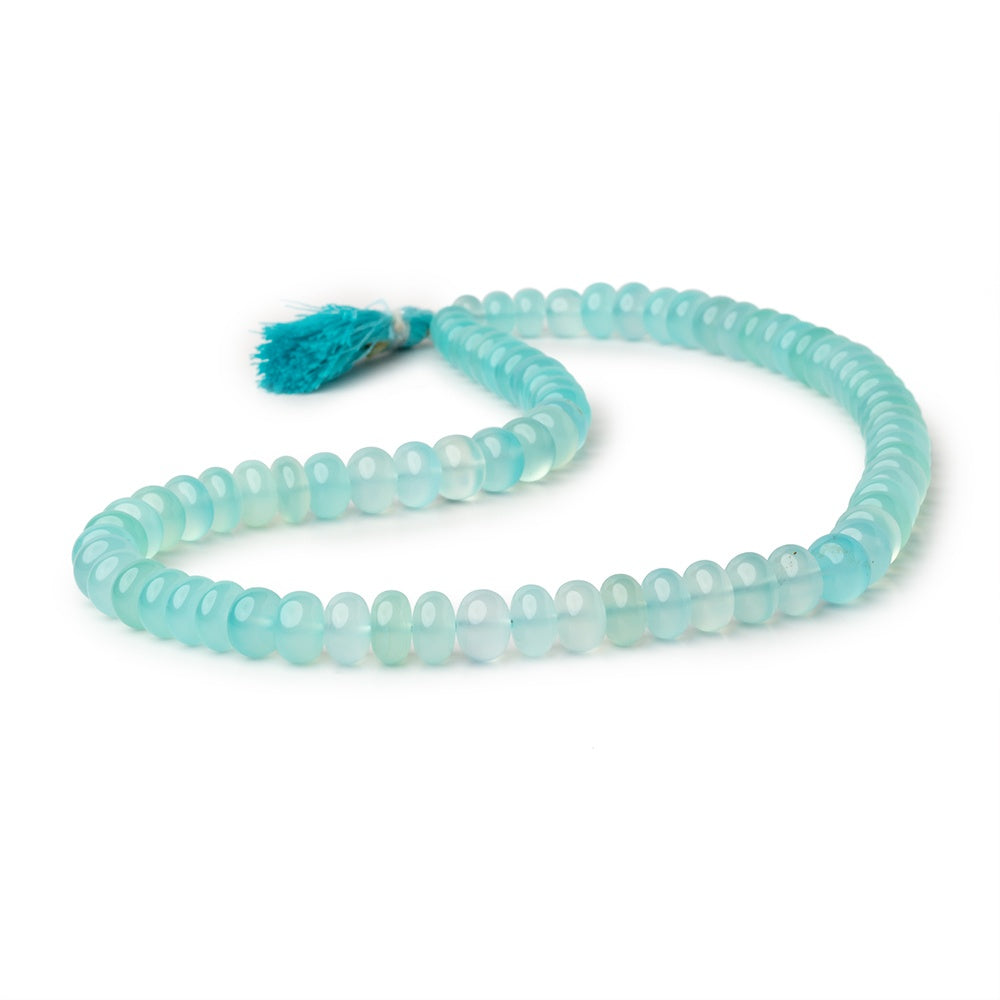 6-8mm Seafoam Blue Chalcedony Plain Rondelle Beads 16 inch 80 pieces - BeadsofCambay.com
