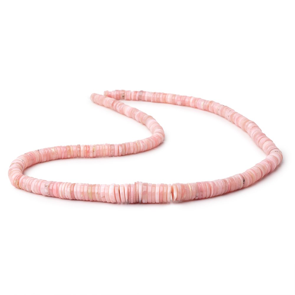 5-9.5mm Pink Peruvian Opal Plain Heishi Beads 18 inch 290 pieces - BeadsofCambay.com
