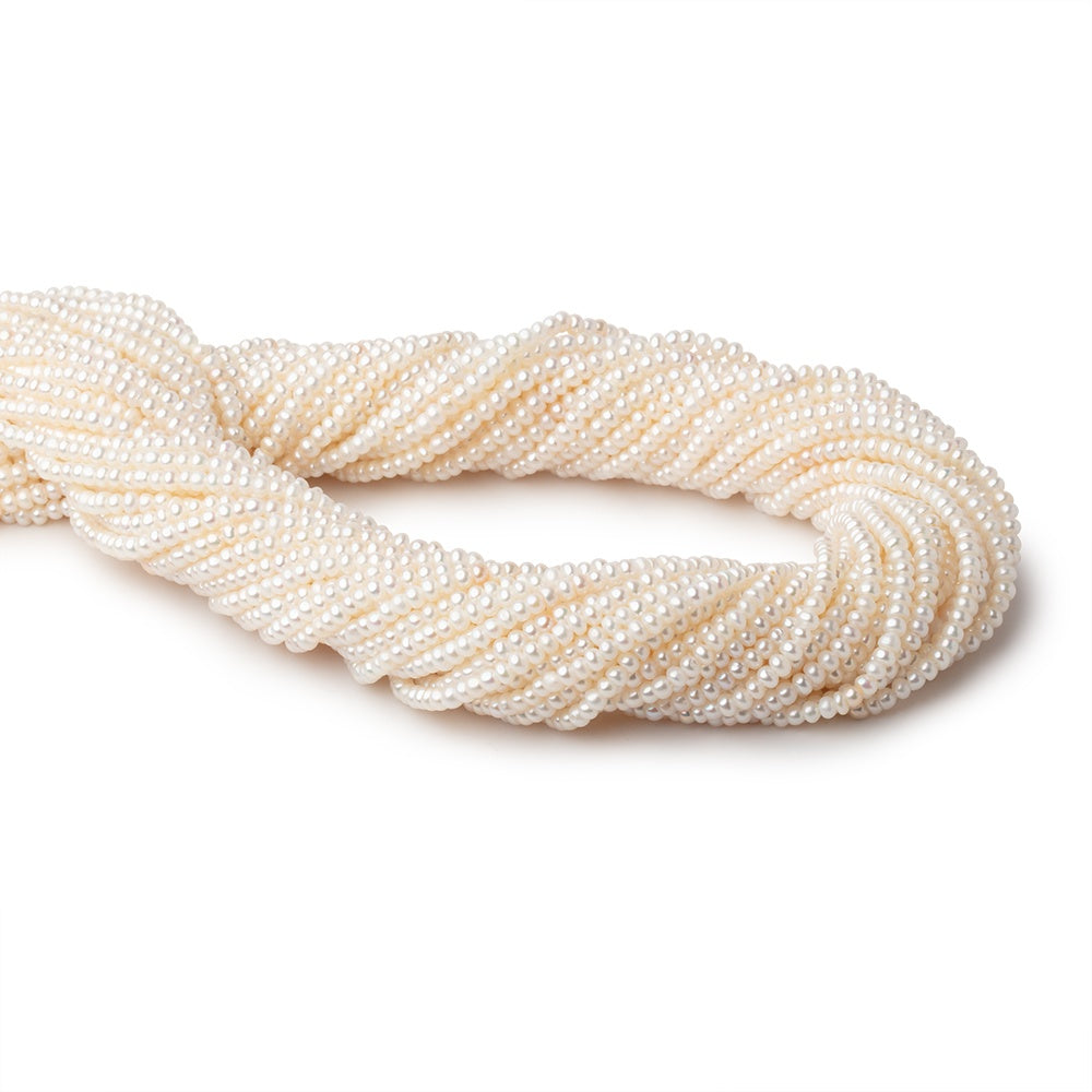 2.5mm Creamy White Off Round Freshwater Pearls 15.5 inch 190 Beads - BeadsofCambay.com