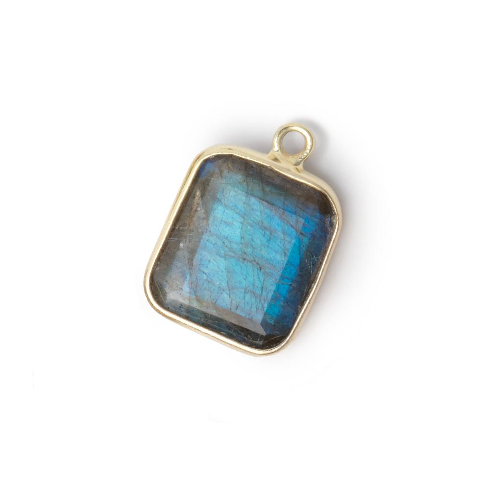 13x11mm Vermeil Bezel Labradorite Rectangle Pendant 1 piece - BeadsofCambay.com