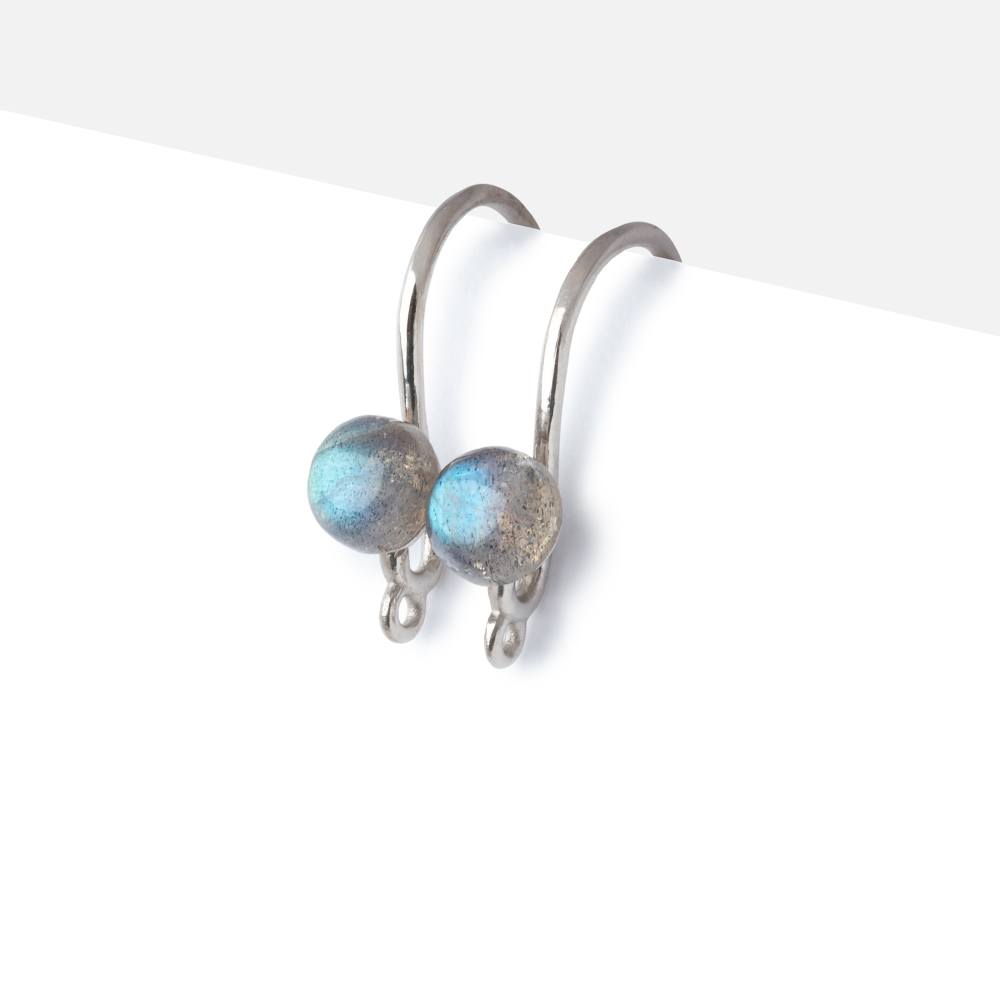 Sterling Silver Labradorite Cabochon Earwire Set of 2 pieces - Beadsofcambay.com