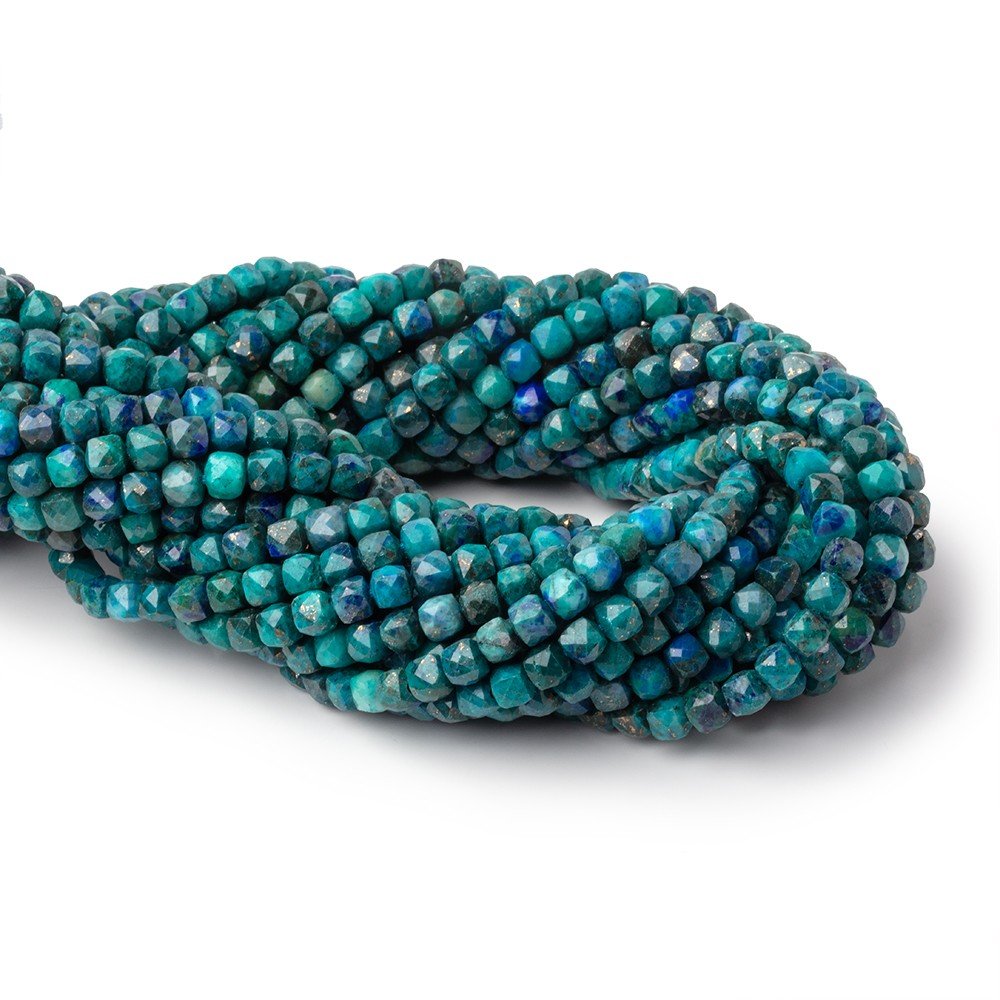 4mm Chrysocolla Micro Faceted Cube Beads 12.5 inch 138 pieces A - Beadsofcambay.com