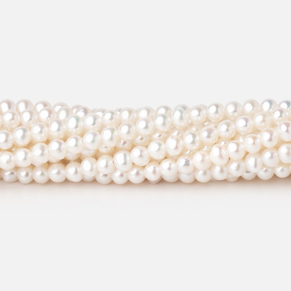 4mm Creamy White Off Round Freshwater Pearls 15.5 inch 112 Beads AAA - Beadsofcambay.com