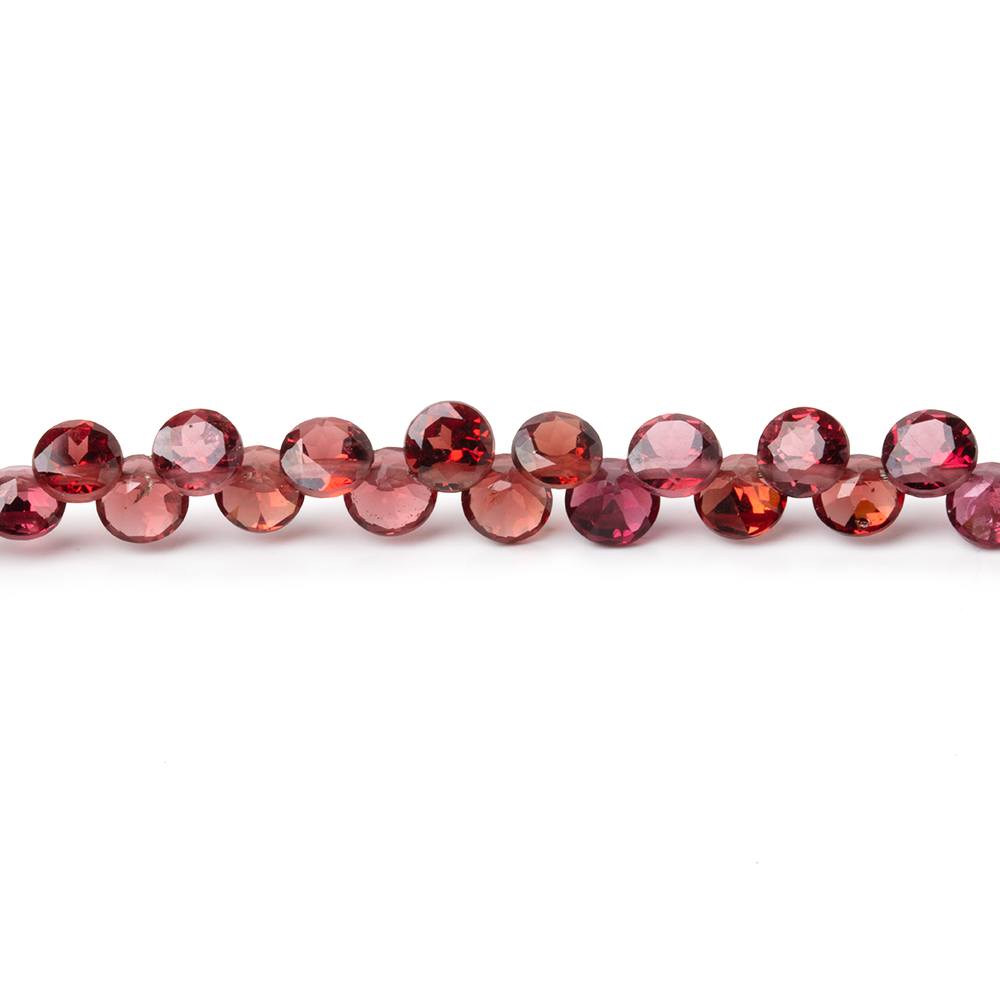 4mm Garnet Pavilion Faceted Coin Beads 7 inch 66 pieces AA - Beadsofcambay.com