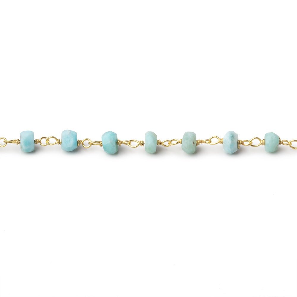 4mm Larimar Faceted Rondelles on Vermeil Chain - Beadsofcambay.com