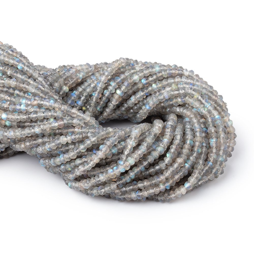 4mm Light Labradorite Faceted Rondelle Beads 13 inch 144 pieces - Beadsofcambay.com
