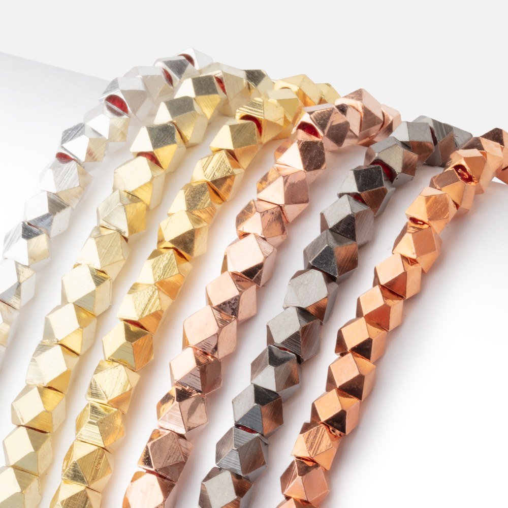 4mm Shiny Faceted Nugget Beads 8 inch 47 pieces - Beadsofcambay.com