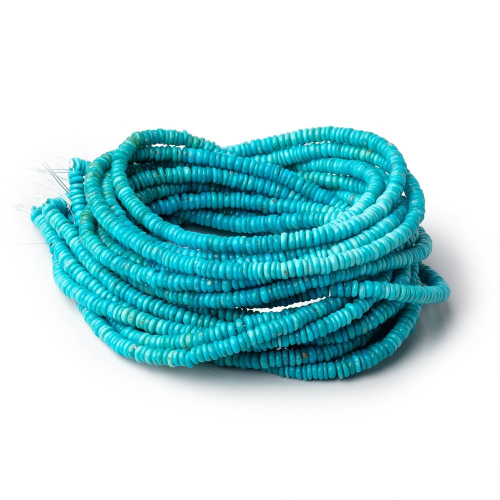 4mm Sleeping Beauty Turquoise Plain Heishi Beads 16 inch 296 pieces AA - Beadsofcambay.com