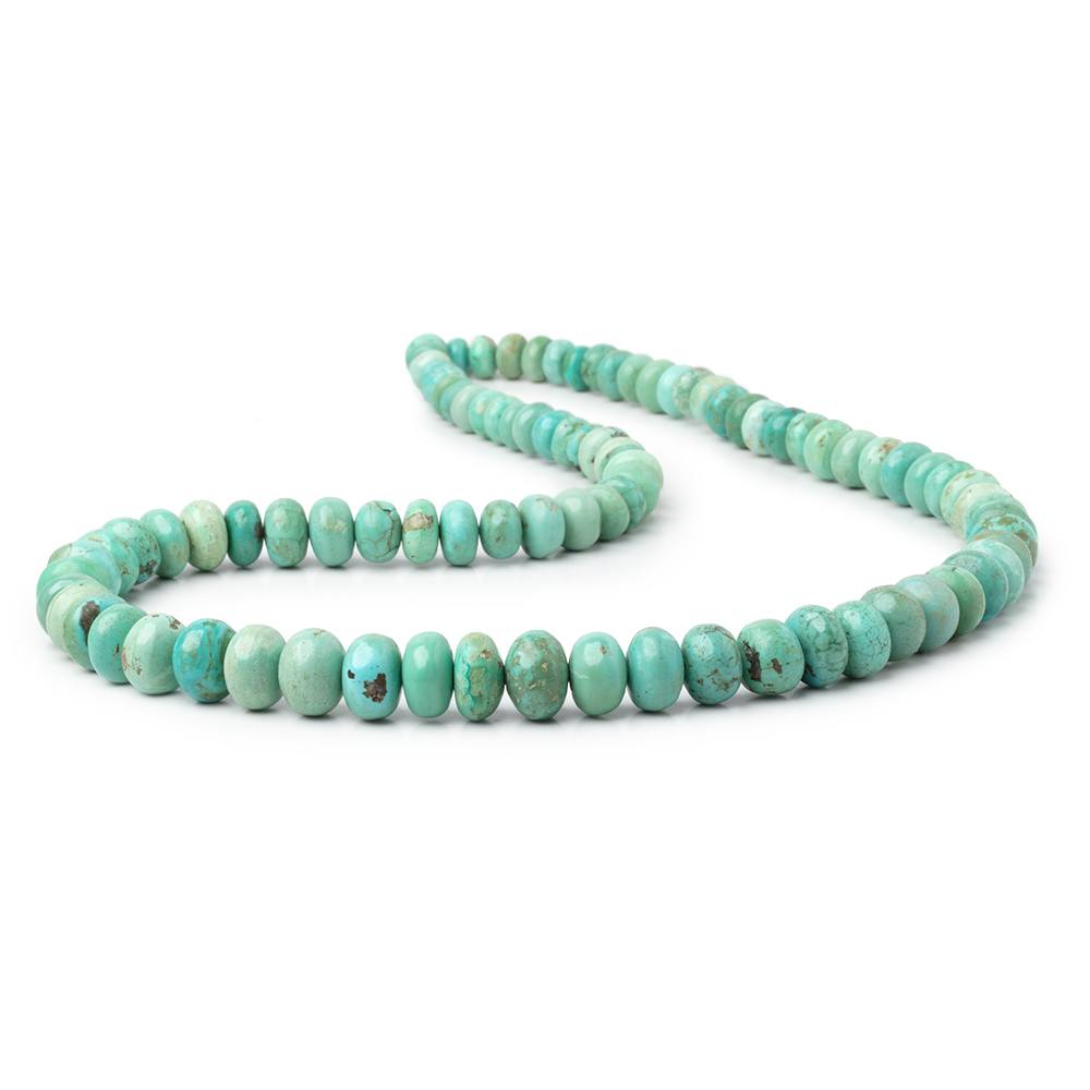 5 - 10mm Mongolian Turquoise Plain Rondelle 18 inch 88 Beads - Beadsofcambay.com