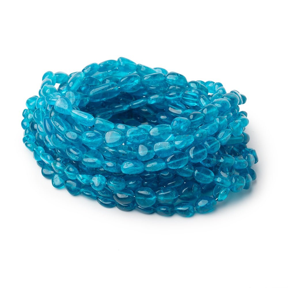 5-10mm Neon Blue Apatite Plain Nugget Beads 15.5 inch 45 pieces AA - Beadsofcambay.com