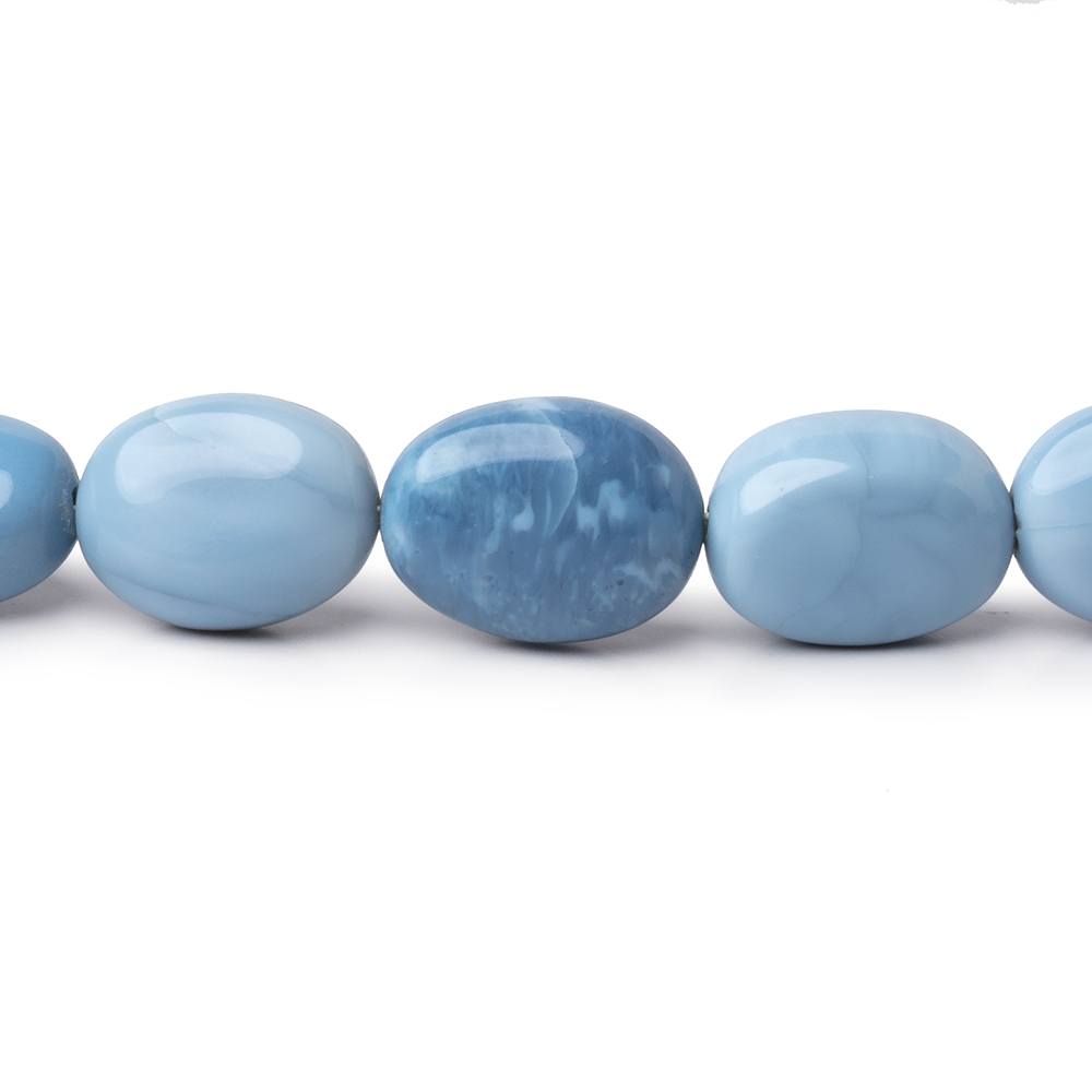5 - 12mm Owyhee Denim Blue Opal Plain Oval Beads 16 inch 42 pieces - Beadsofcambay.com