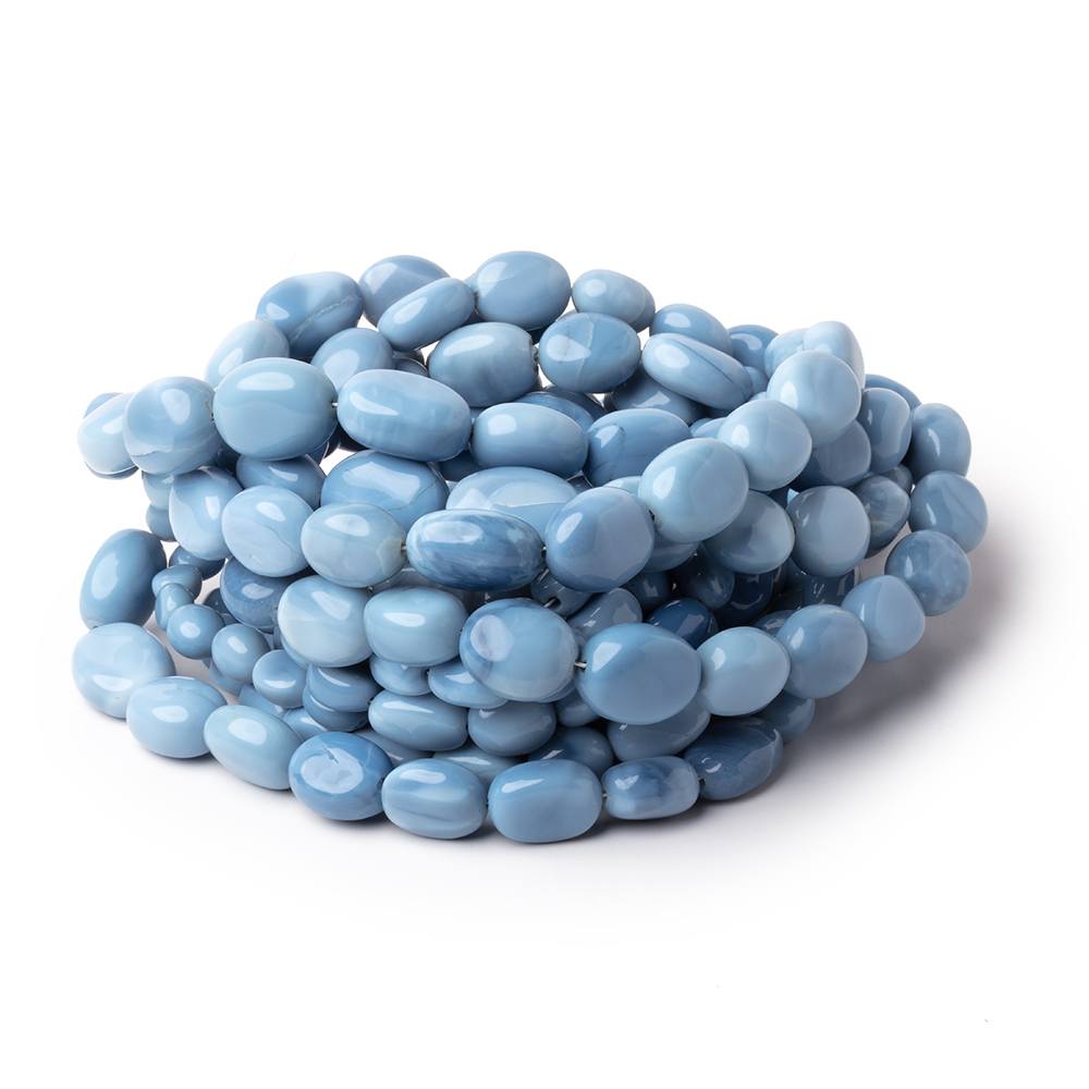 5 - 12mm Owyhee Denim Blue Opal Plain Oval Beads 16 inch 42 pieces - Beadsofcambay.com