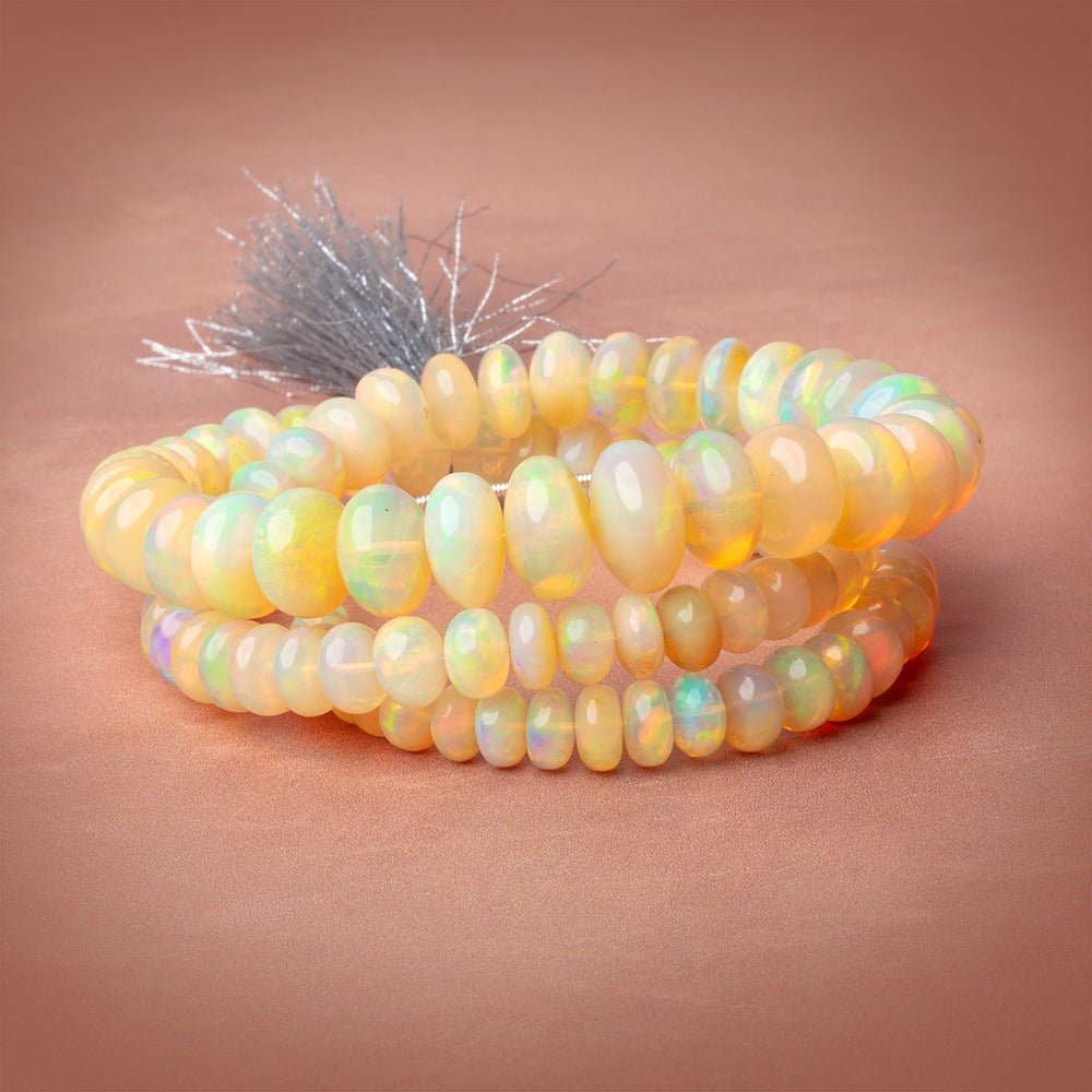 5 - 13mm Golden Ethiopian Opal Plain Rondelle 20 inch 100 Beads AAA - Beadsofcambay.com