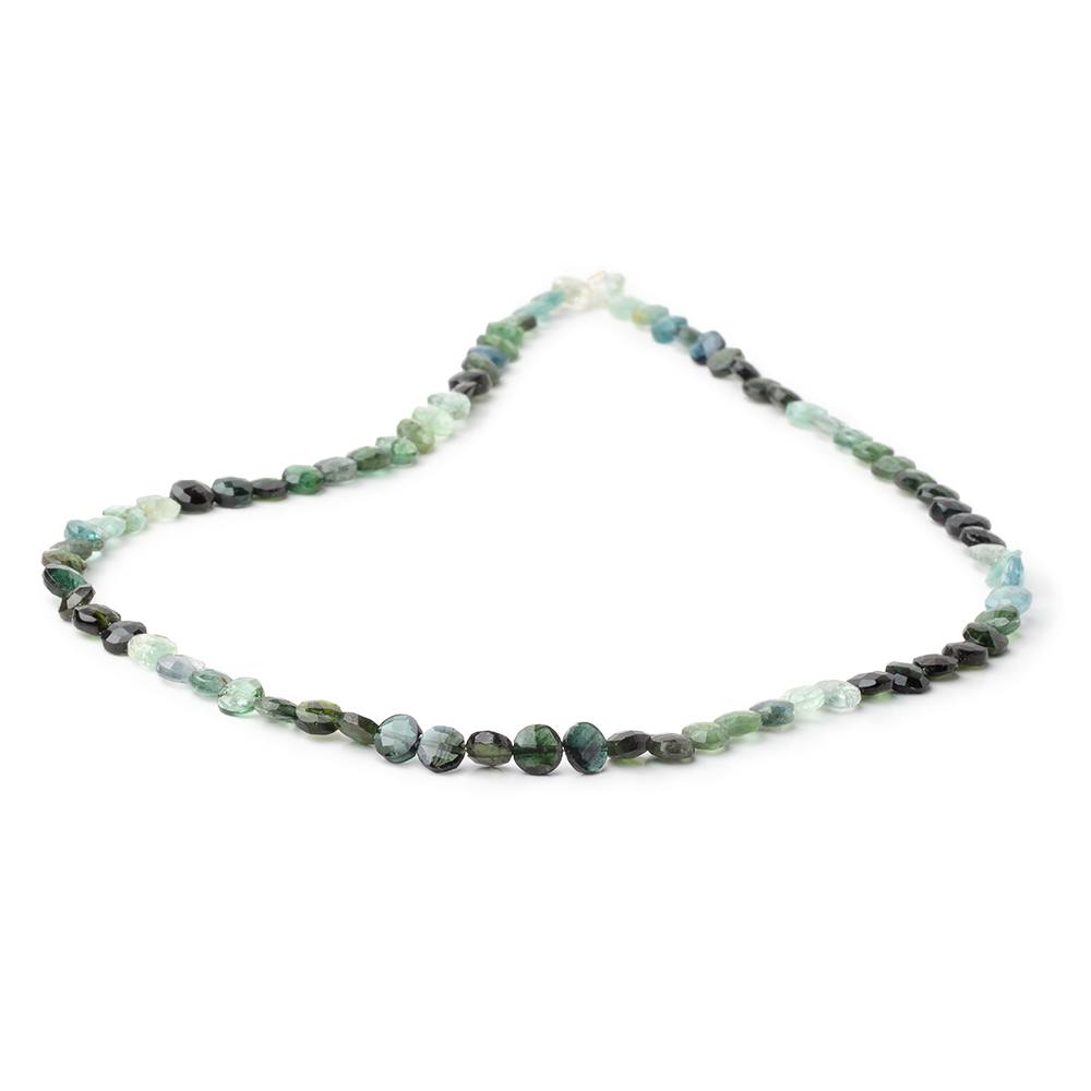 5 - 5.5mm Green & Indicolite Tourmaline Faceted Coin 16 inch 72 Beads AA - Beadsofcambay.com