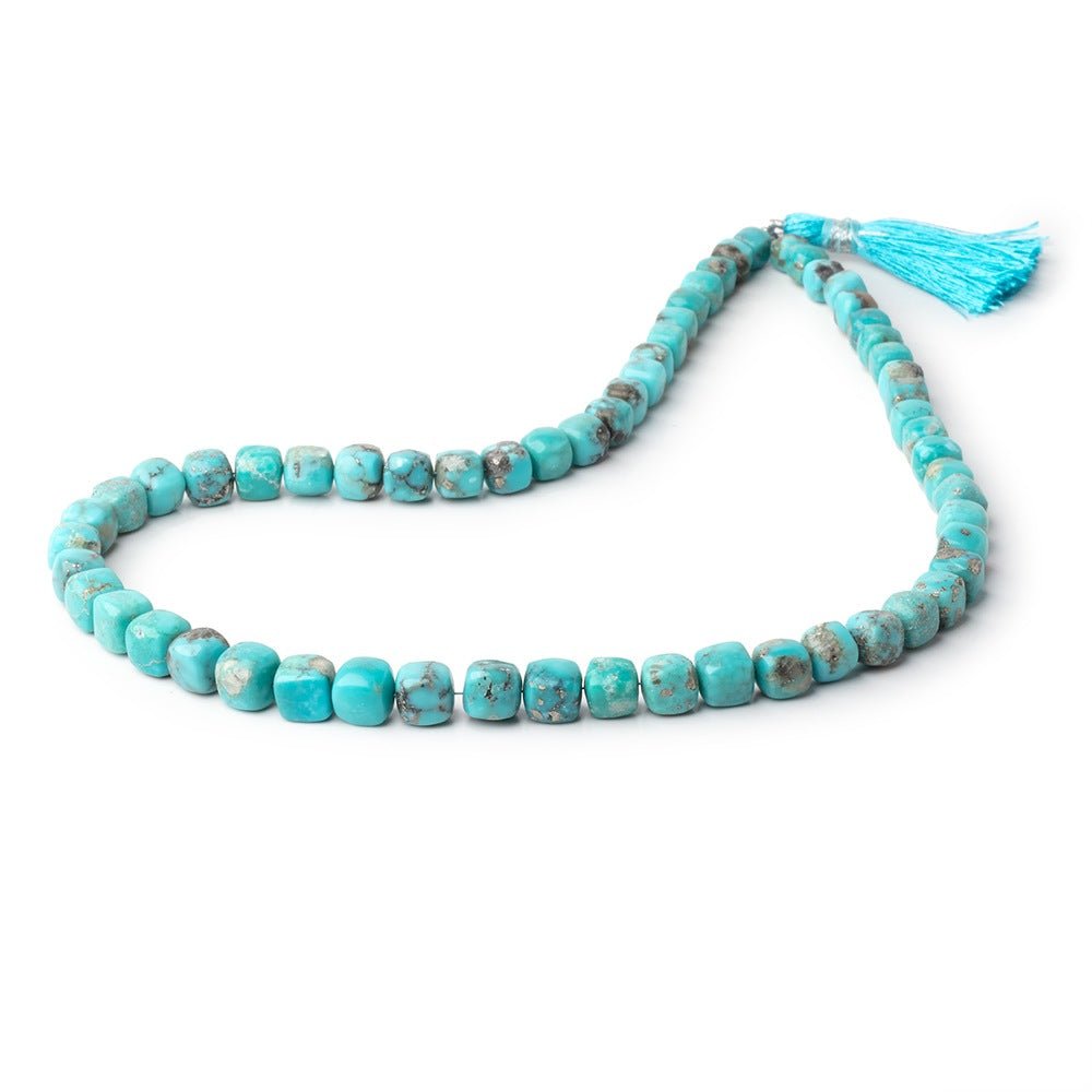 5 - 7.5mm Sleeping Beauty Turquoise Plain Cubes 16 inch 60 Beads AAA - Beadsofcambay.com