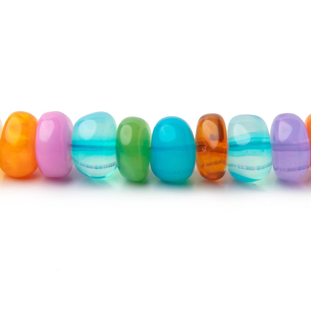 5 - 7mm Neon Multi Color Ethiopian Opal Plain Rondelle Beads 16 inch 121 pieces - Beadsofcambay.com