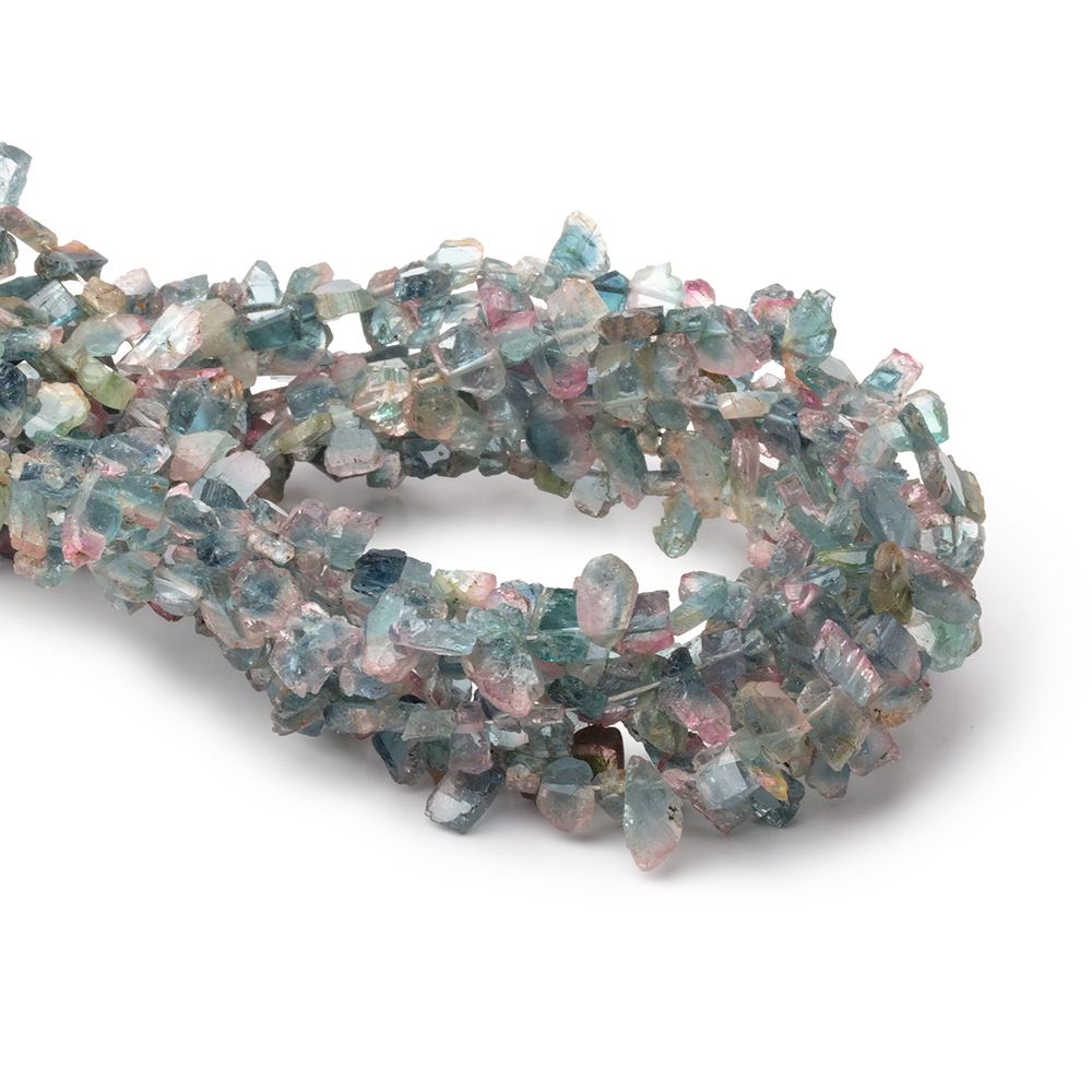 5 - 8mm Bi - Color Indicolite Tourmaline Slice Beads 7.75 inch 52 pieces - Beadsofcambay.com