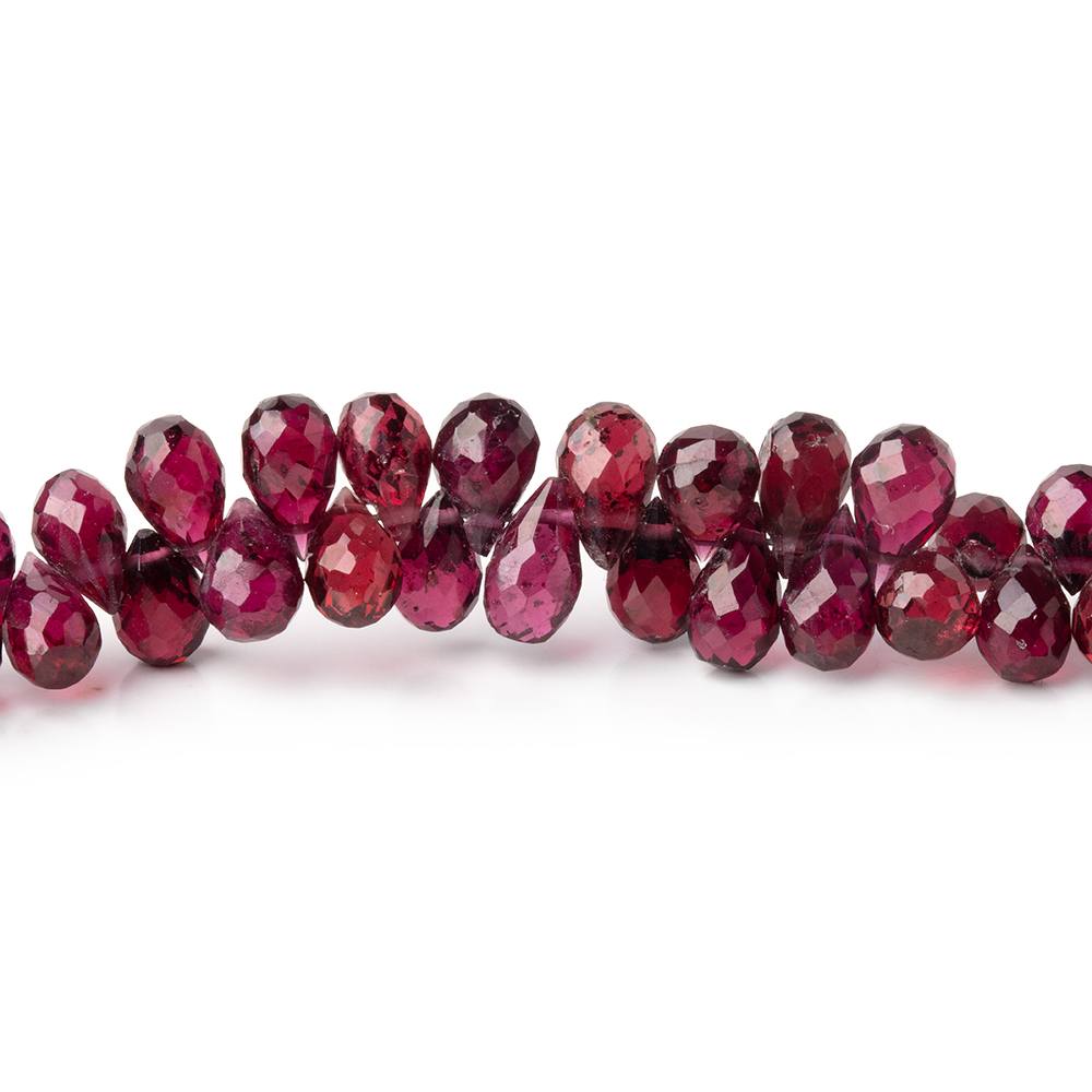 5 - 8mm Bohemia Garnet Faceted Tear Drops 8.75 inch 100 Beads - Beadsofcambay.com