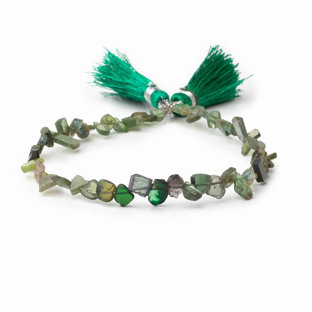 5 - 8mm Green Tourmaline Slice Beads 7.75 inch 54 pieces - Beadsofcambay.com
