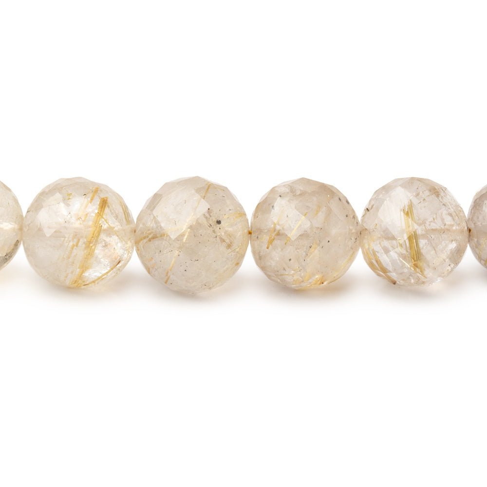 5 - 8mm Rutilated Quartz Faceted Round Beads 16 inch 60 pieces - Beadsofcambay.com