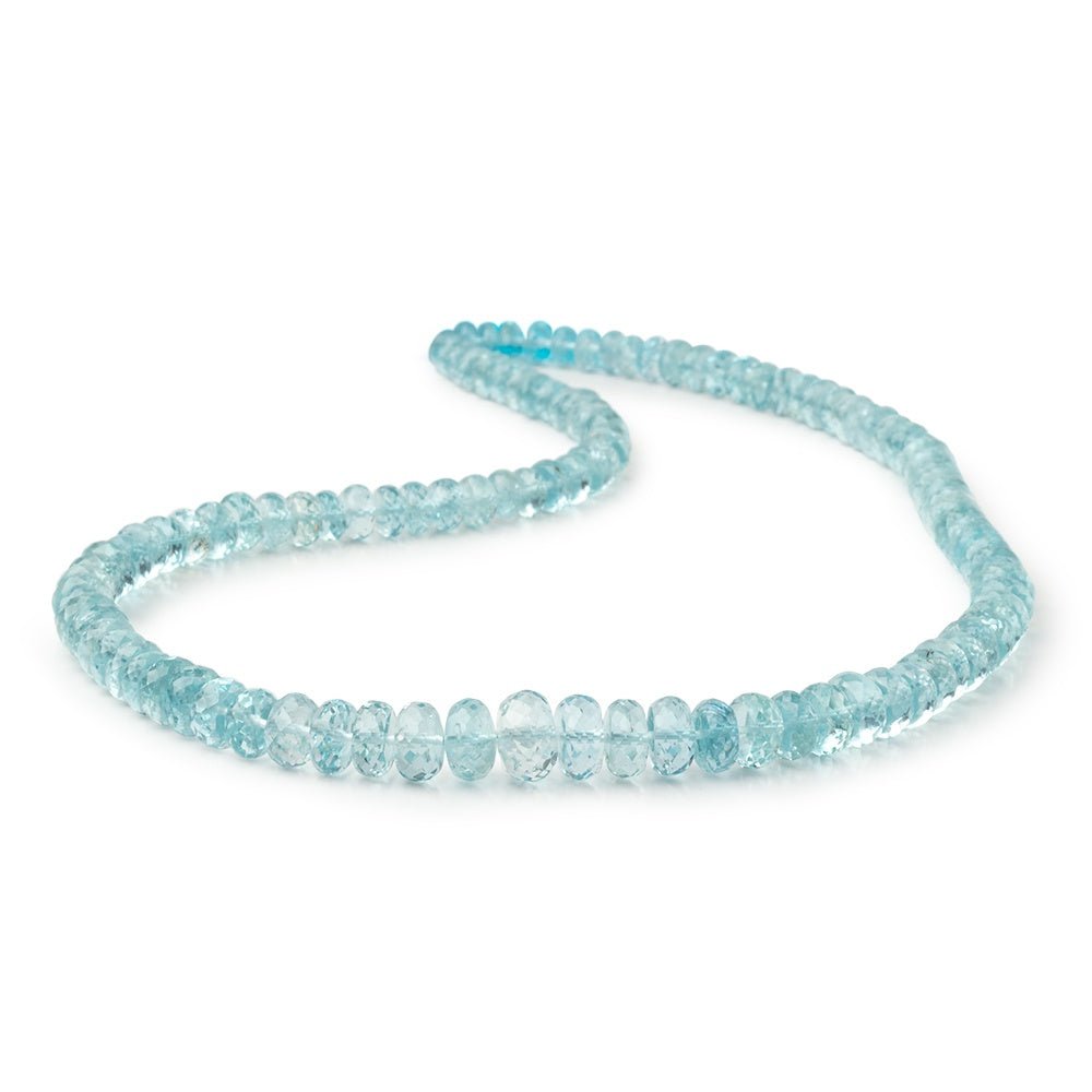 5 - 9mm Aquamarine Faceted Rondelle 16 inch 113 pieces AAA - Beadsofcambay.com