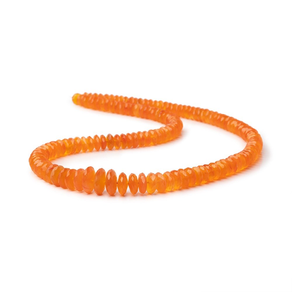 5 - 9mm Carnelian German Faceted Rondelle 16 inch 140 Beads AA - Beadsofcambay.com