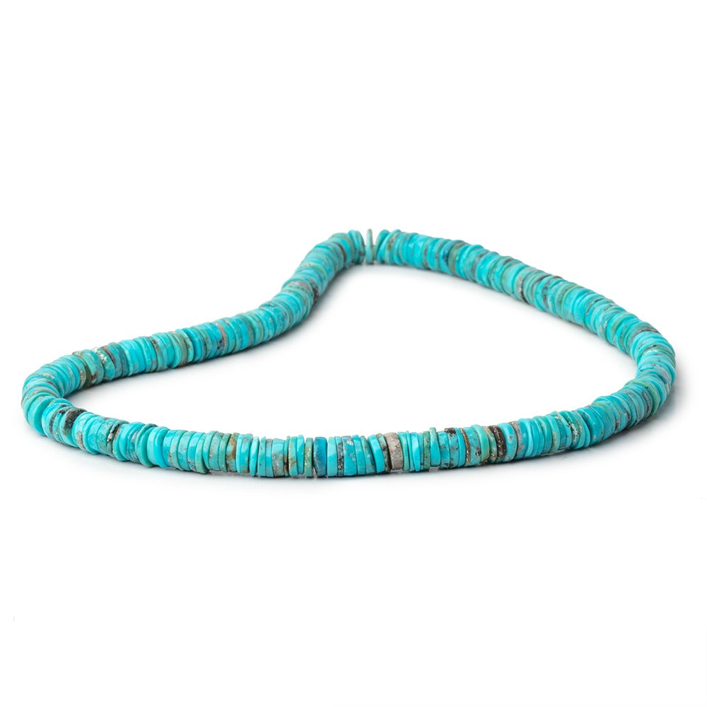 7-7.5mm Sleeping Beauty Turquoise Plain Heishi Beads 16 inch 285 pieces - BeadsofCambay.com