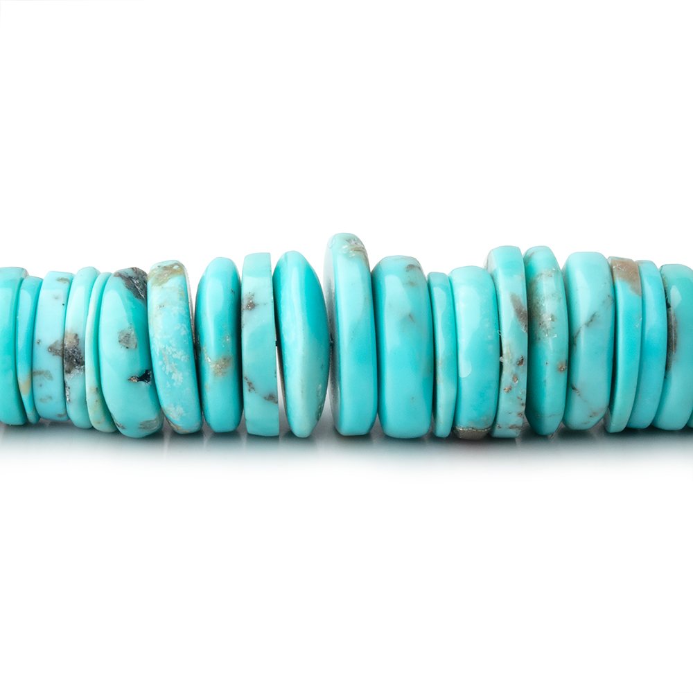 6-11mm Sleeping Beauty Turquoise Plain Heishi Beads 15 inch 200 pieces - BeadsofCambay.com