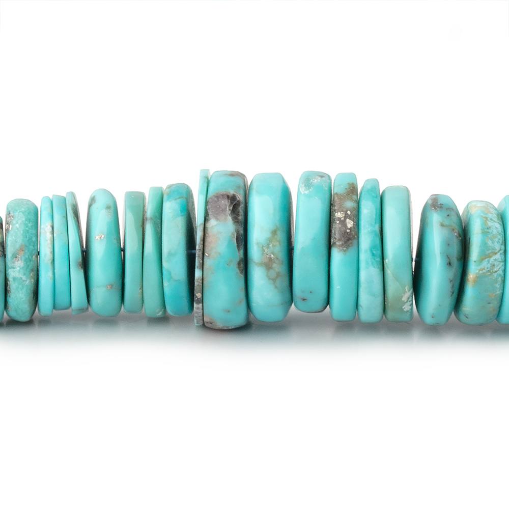 6.5-12.5mm Sleeping Beauty Turquoise Plain Heishi Beads 15 inch 196 pieces - BeadsofCambay.com