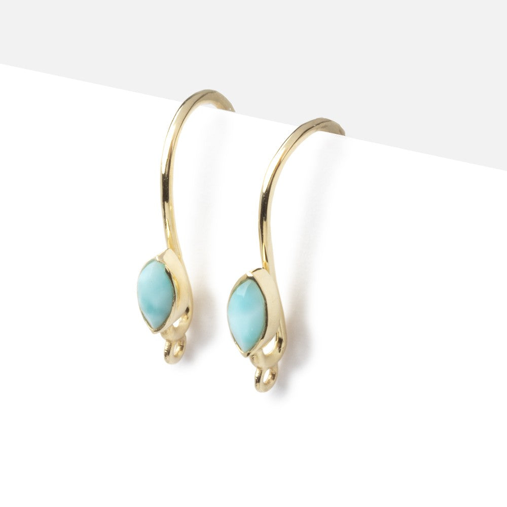 Vermeil Larimar Marquise Earwire Set of 2 pieces - Beadsofcambay.com