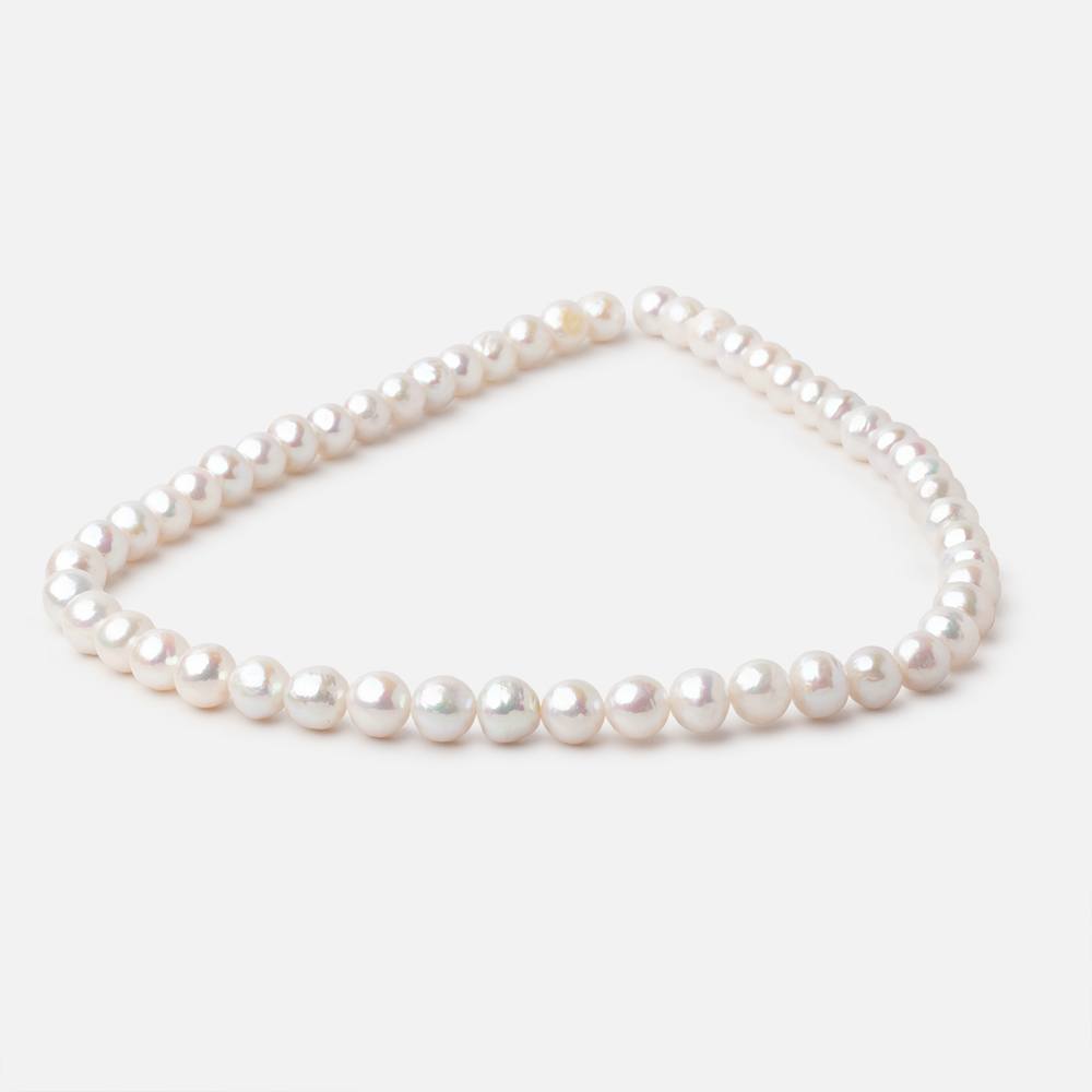 7.5-8.5mm Off White Chinese Akoya Saltwater Pearls 15.5 inch 52 pieces A - BeadsofCambay.com