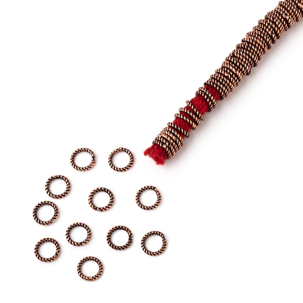 6mm Twisted Jump Rings on an 8 inch Strand - BeadsofCambay.com