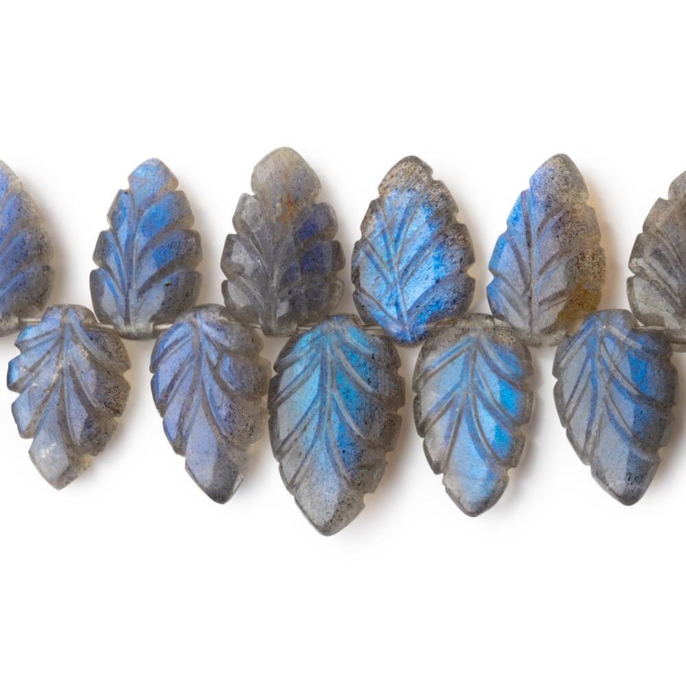 11.5x8-15x9mm Labradorite Carved Leaf Beads 7 inch 38 pieces AA - BeadsofCambay.com