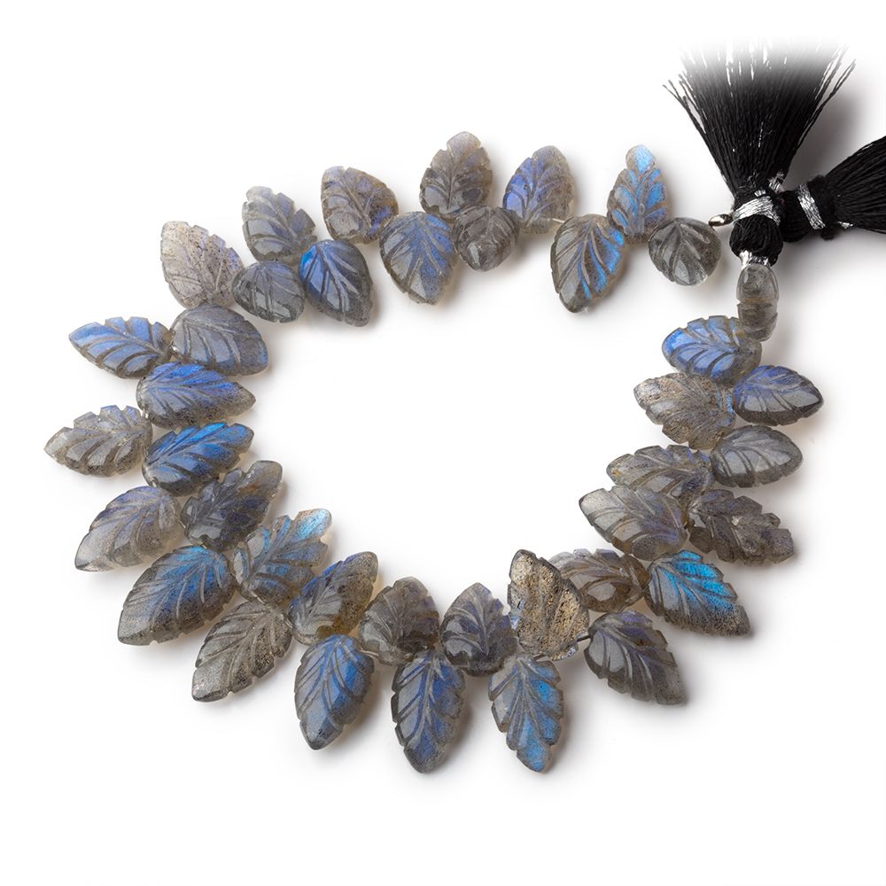 11.5x8-15x9mm Labradorite Carved Leaf Beads 7 inch 38 pieces AA - BeadsofCambay.com