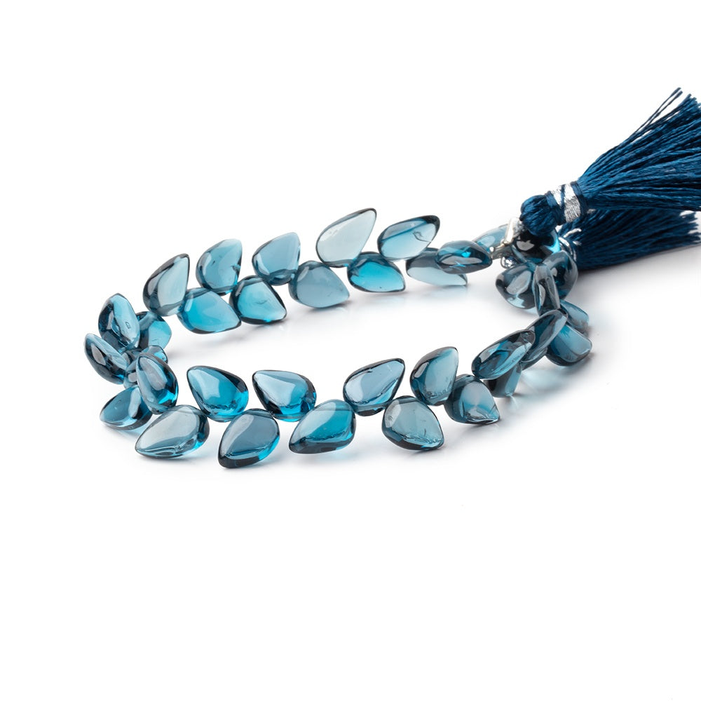 8-9mm London Blue Topaz Shoulder Drill Plain Pear 7 inch 36 Beads AAA - BeadsofCambay.com