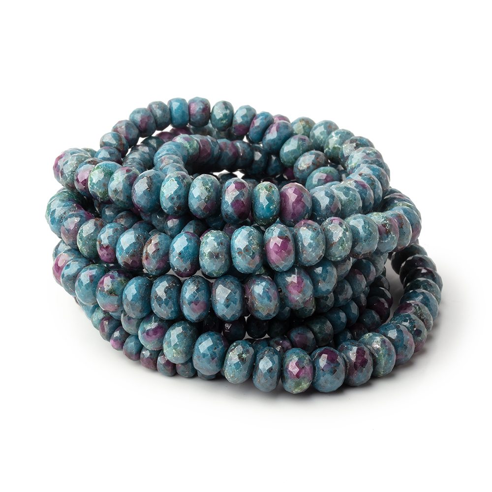4-8.5mm Ruby in Kyanite Faceted Rondelle Beads 18 inch 105 pieces AA - BeadsofCambay.com