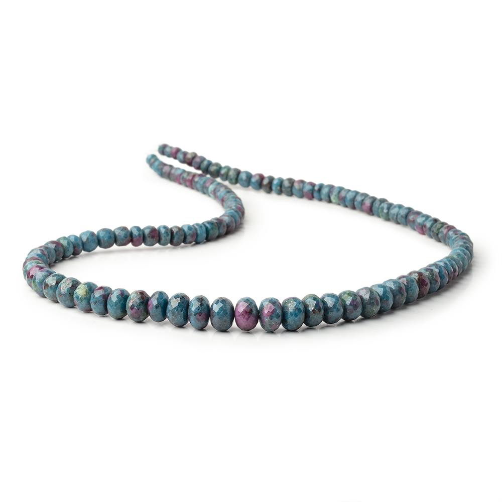 4-8.5mm Ruby in Kyanite Faceted Rondelle Beads 18 inch 105 pieces AA - BeadsofCambay.com