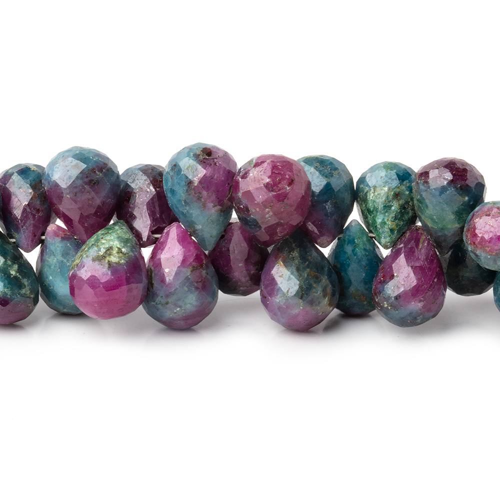 7-9mm Ruby in Kyanite Faceted Tear Drop Beads 8 inch 75 pieces - BeadsofCambay.com