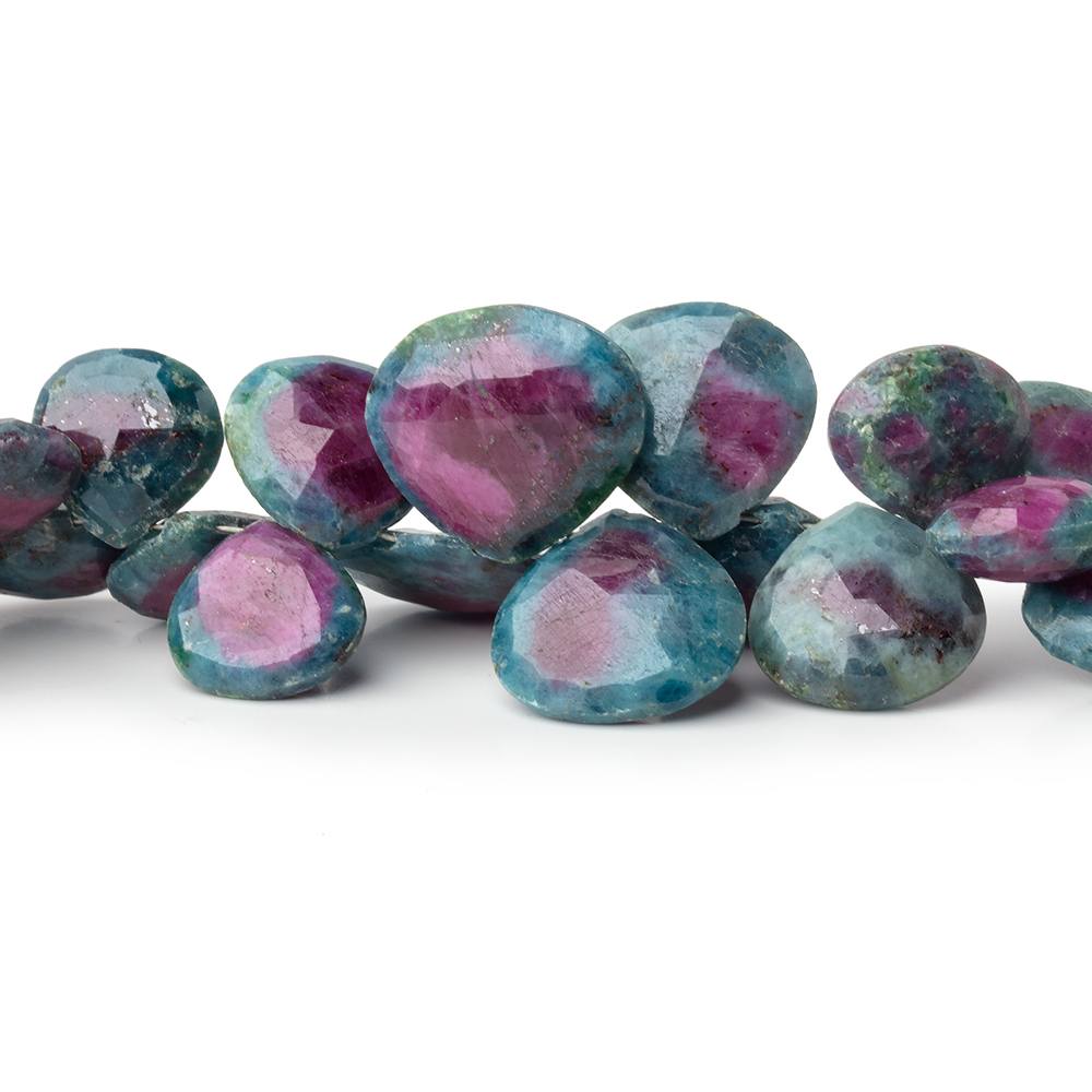 11-16mm Ruby in Kyanite Faceted Heart Beads 8 inch 40 pieces - BeadsofCambay.com