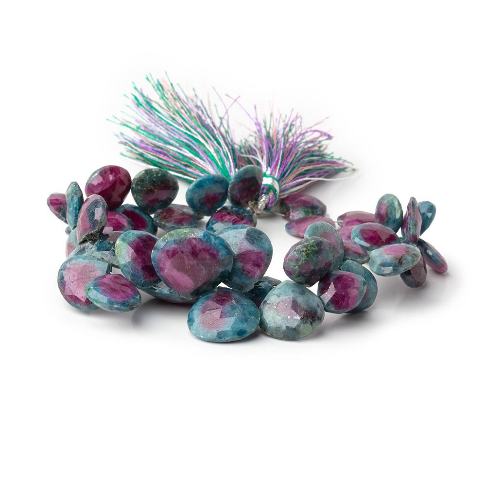 11-16mm Ruby in Kyanite Faceted Heart Beads 8 inch 40 pieces - BeadsofCambay.com